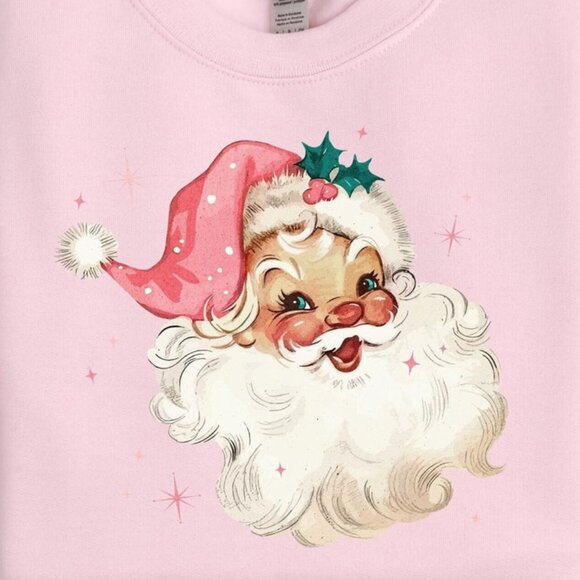 Pink Santa Retro Christmas T-Shirts Sweatshirts Pink Christmas Holiday - Picture 2 of 5